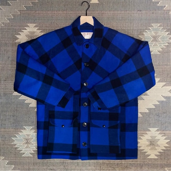 CC Filson Vintage Men’s Mackinaw Cruiser Wool Blue Buffalo Plaid Garment‎ Coat